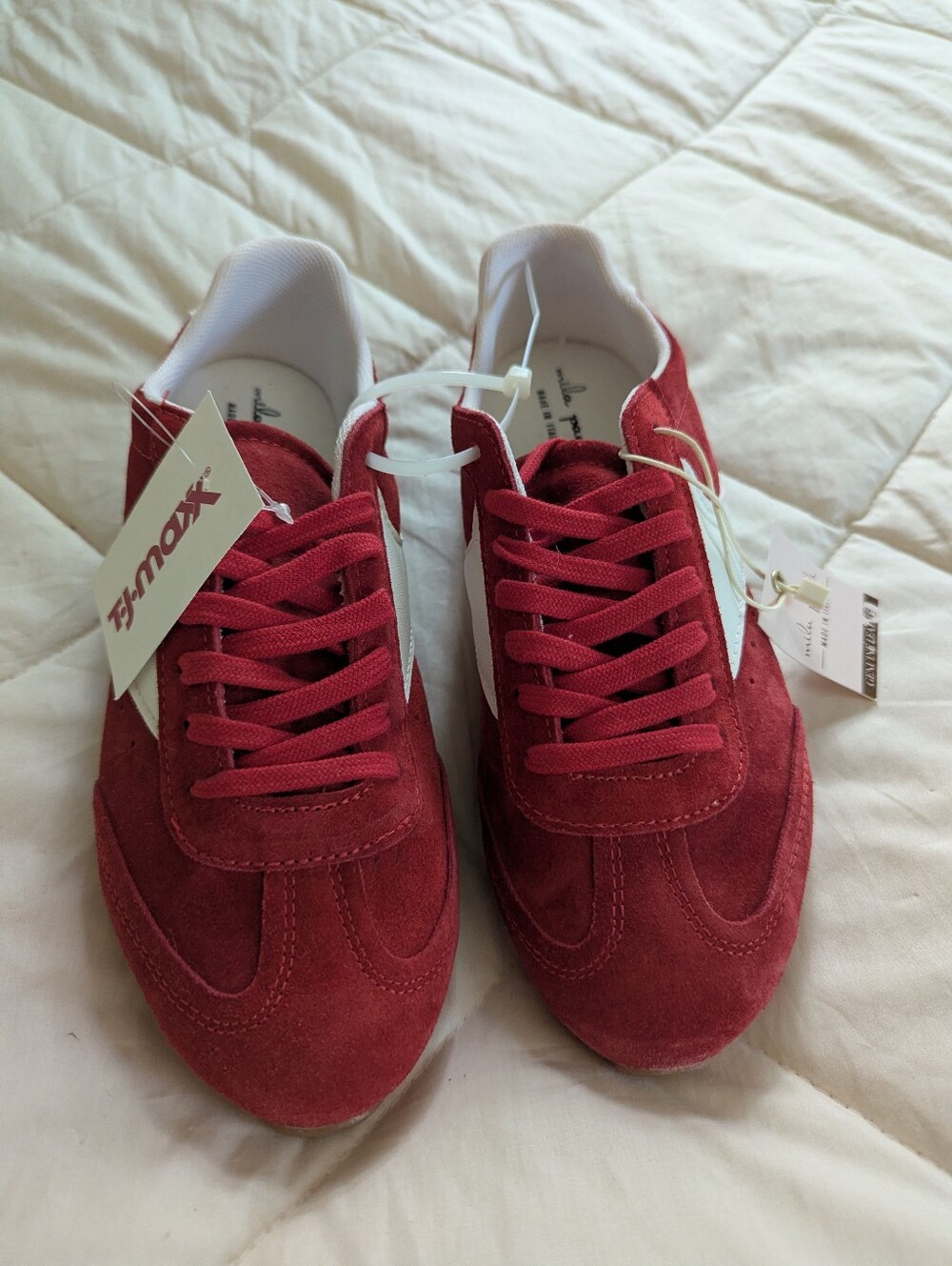 Mila Paoli sneakers red leather shoes size 8
